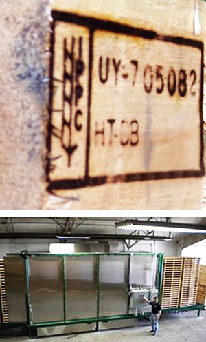 Pre-shipment treatment of wooden packaging materials